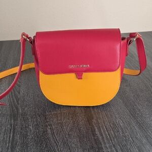 Sassy Jones Color Block Bold Orange/Red Cross Body Bag/ Purse EUC Woman Owned